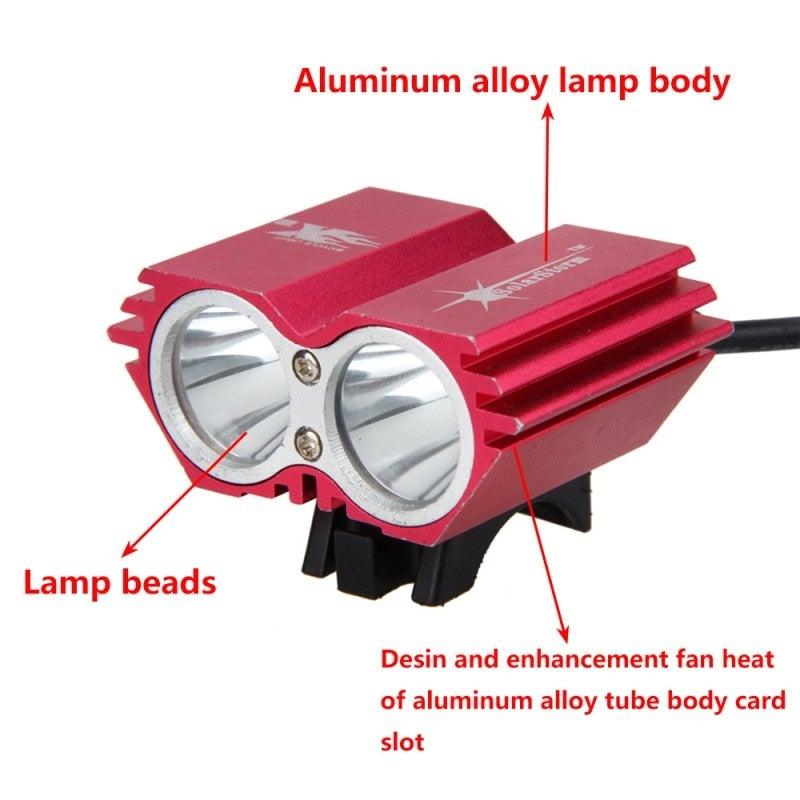 USB Waterproof Bike Light LED Front Bicycle Headlight Dual Lamps Super Bright LED Cycling Bike Light Front Headlight 4 Modes Bikelight Headlamp Rechargeable USB Led Lamp 8000LM