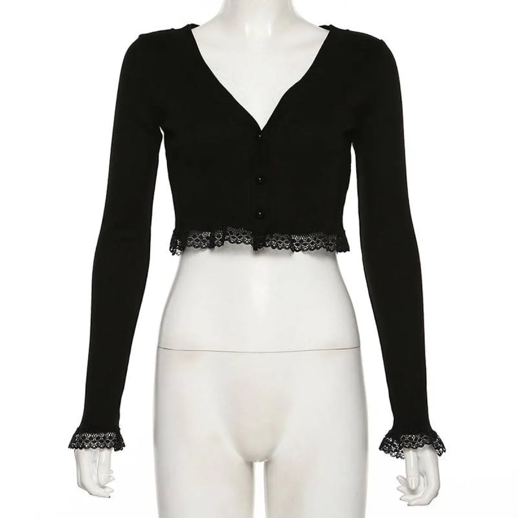 Vintage Gothic Lace Black Cardigan