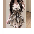 Butterfly Print One Piece Swimsuit – Vintage Ruffle Mini Dress Style