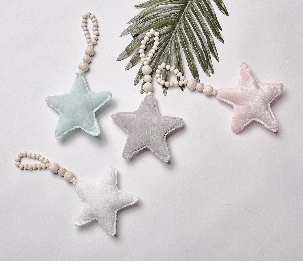 Wooden Beads Moon Star Heart Ornaments Dream Catcher Kids Room Decoration Wall Hanging Girls Baby Tents Handmade Wall Hanging Decor Home Gifts for Girls Gifts for Women